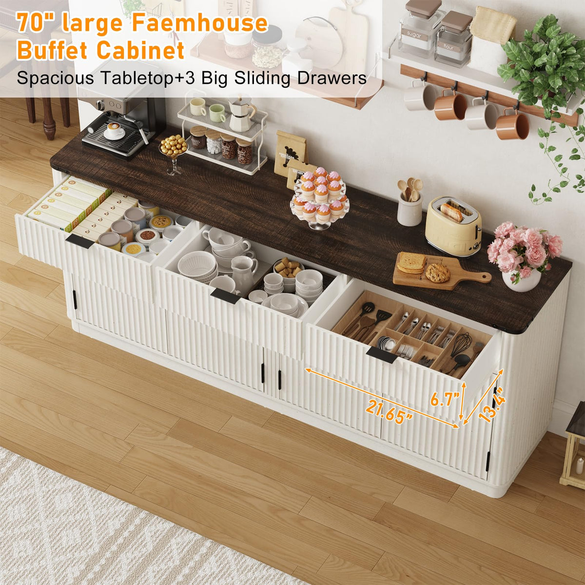 Fluted Sideboard with Drawers