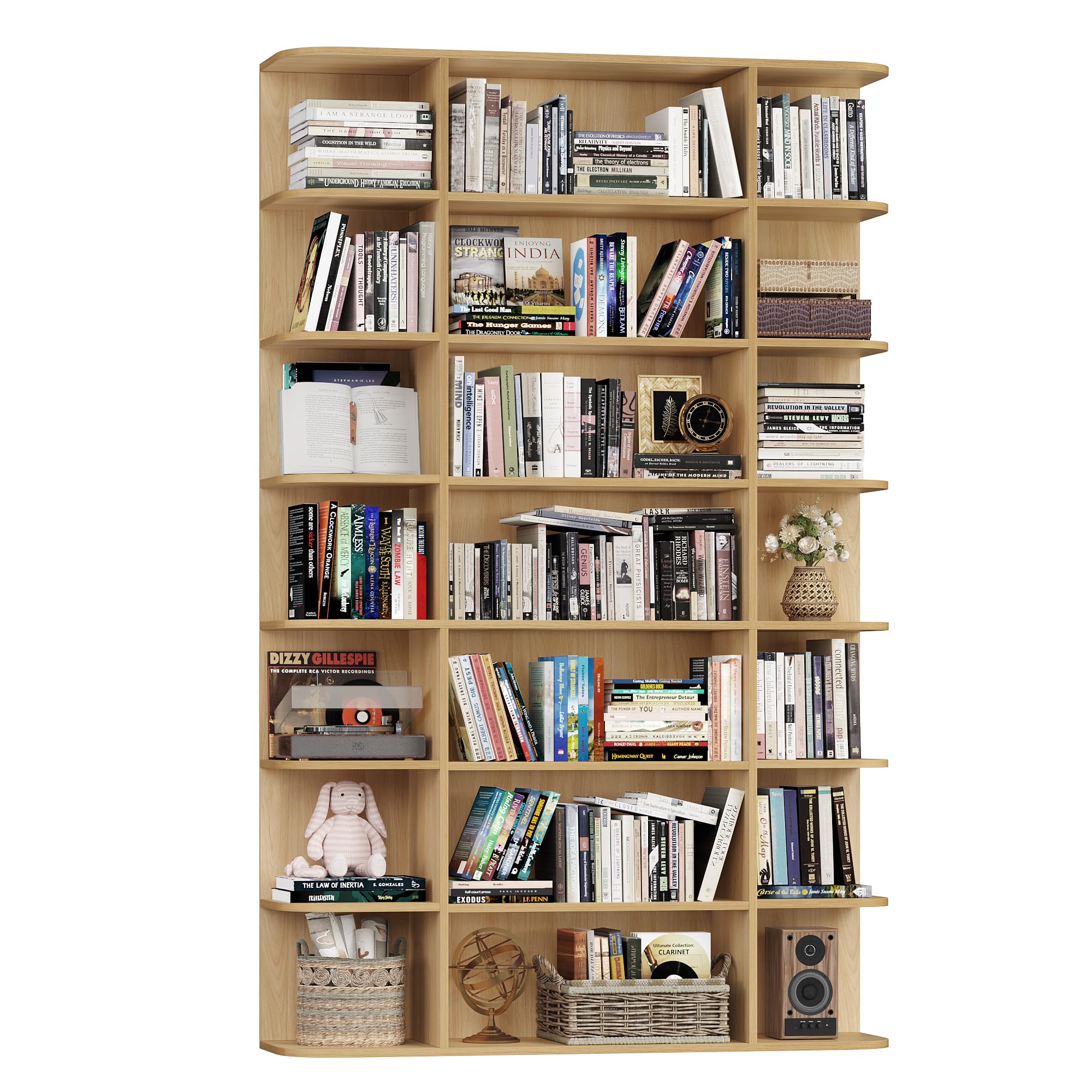 7-Tier Tall Bookshelf with 21 Open Display Shelves