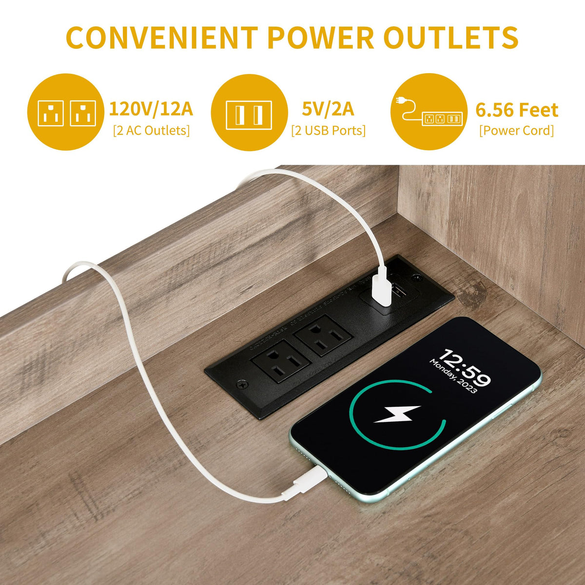 Kitchen Pantry Cabinet with Power Outlets