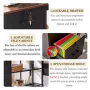 70 Inch Reversible L Shaped Desk with Drawers,Executive Desk with Power Outlet, Lockable File Drawer and Storage Shelves,L Shaped Office Desk with Pegboard,Large Corner Desk for Home Office (70.5")