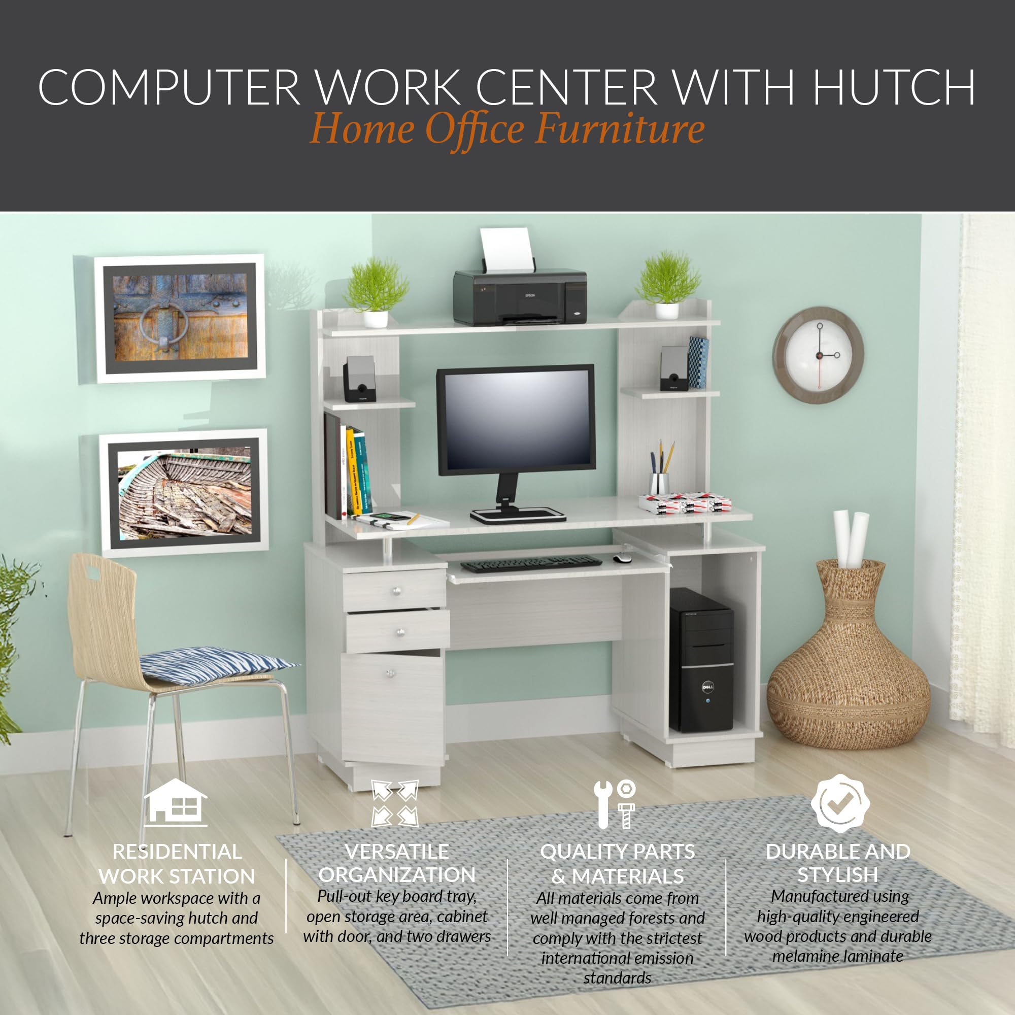 Computer Desk with Hutch & Storage