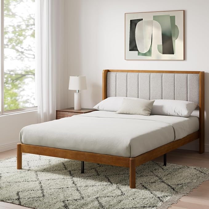Queen Bamboo Wingback Platform Bed