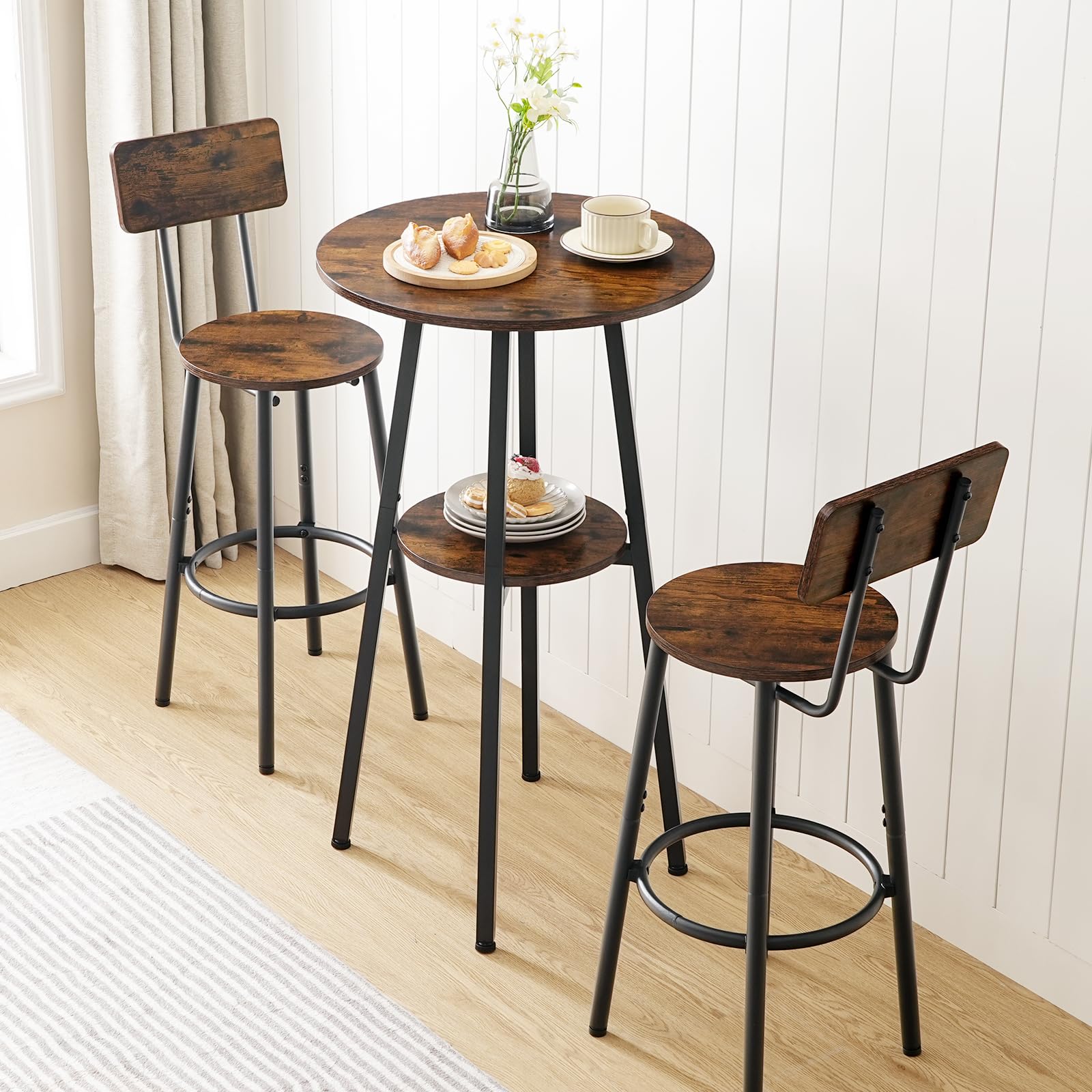 Industrial Round Bar Table & Stools Set