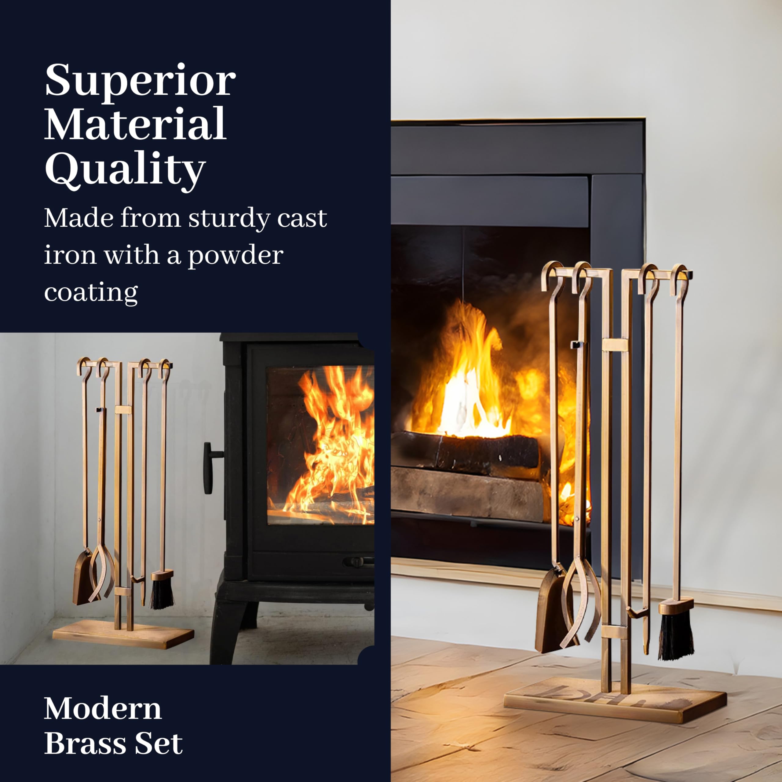 5-Piece Cast Iron Fireplace Tool Set with Stand