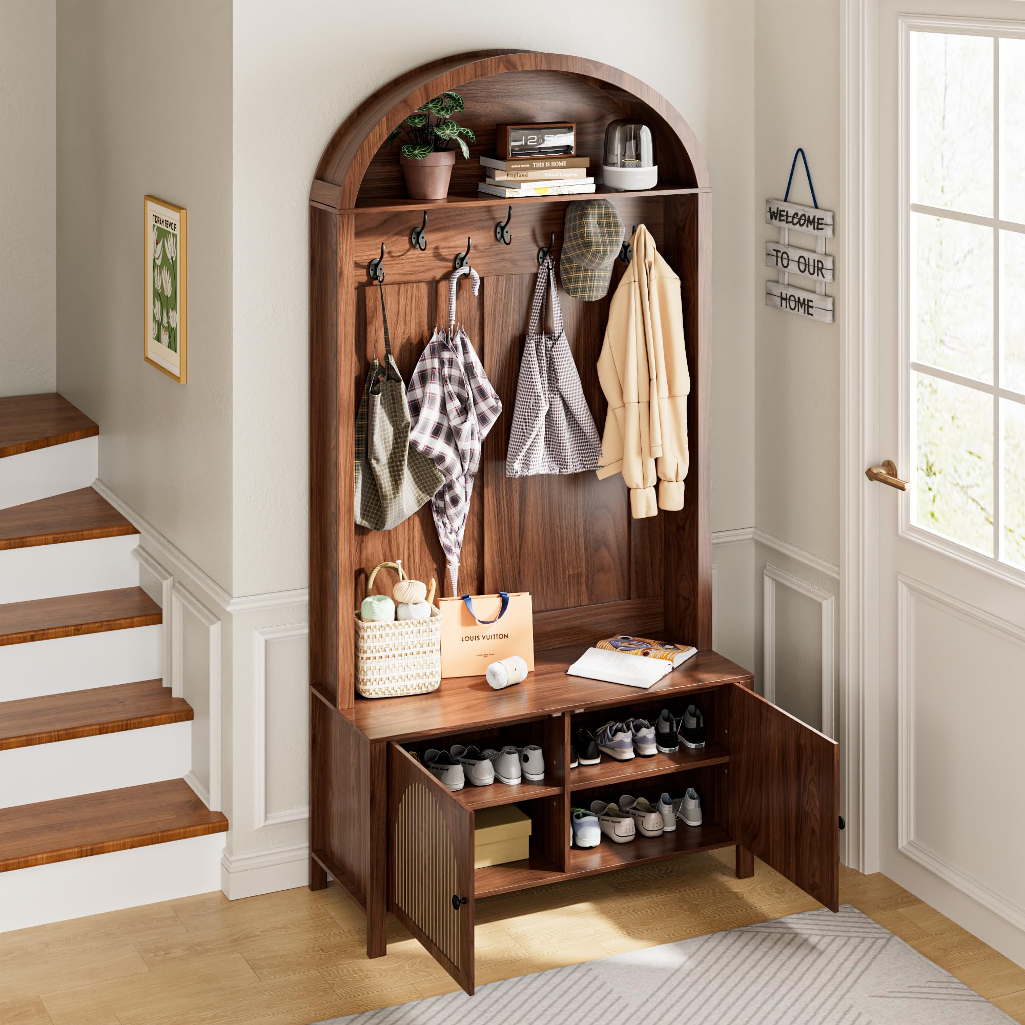 Hall Tree with Bench & Shoe Storage