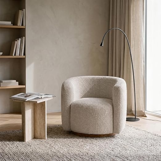 Oversized Cream Swivel Barrel Chair