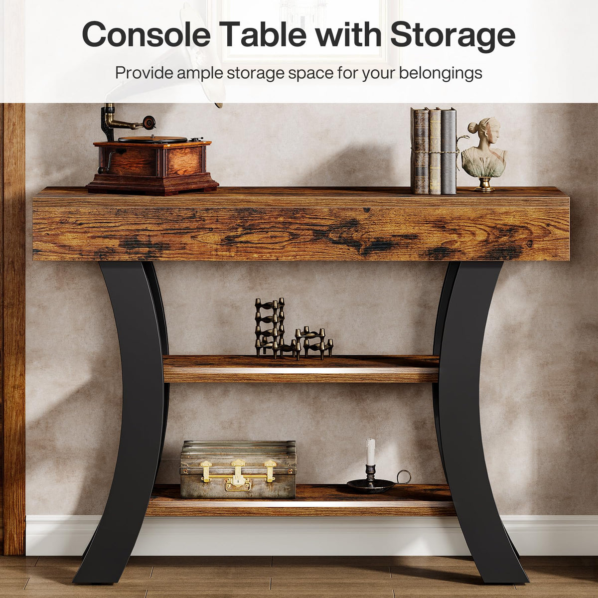 Curved 3-Tier Console Table