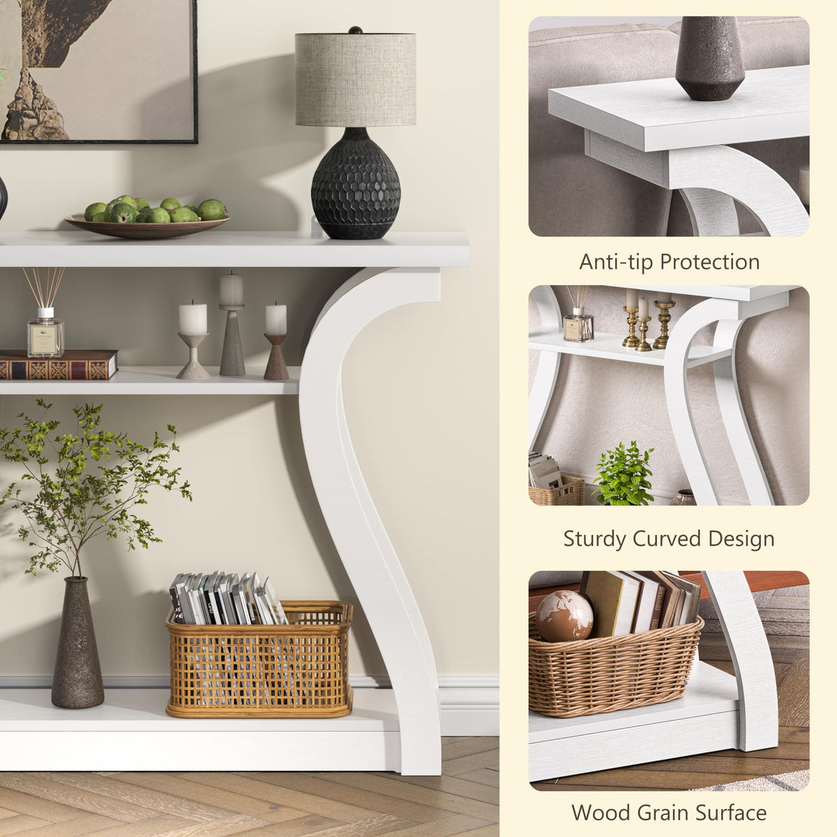UODERS 47" Narrow Console Table, Entry Table with Curved Legs, Sofa Table