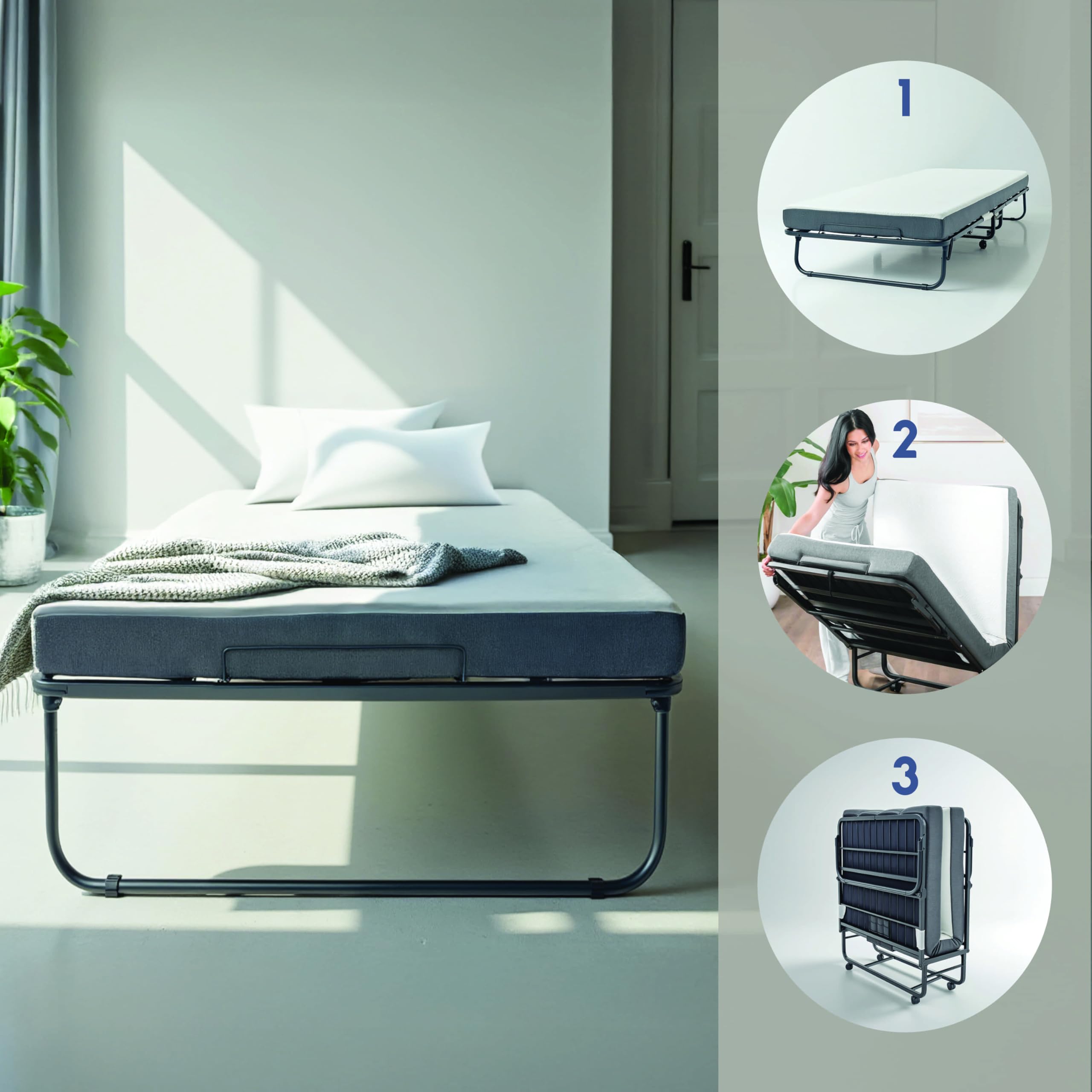 Twin Folding Bed with Memory Foam Mattress