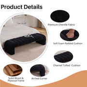 OIKIIWOO Arched Ottoman Bench for Bedroom Living Room,69.7" Chenille Long Benches for Bed End King Size,Modern Channel Tufted Seating Bench for Entryway,Window,Bedside (Black, 69.7")