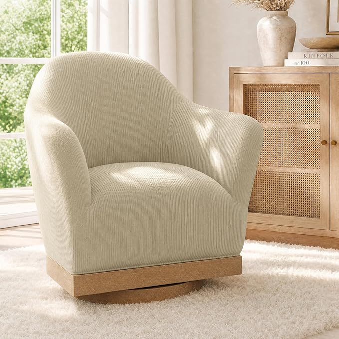 High-Back Barrel Swivel Accent Chair