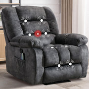 CANMOV Massage Recliner Chair with Timer Heating and Massage, Ergonomic Overstuffed Breathable Fabric Reclining Chair, Single Sofa with Side Pockets for Living Room Home Theater (D-Gray)