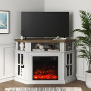 Corner Fireplace TV Stand with Storage Cabinets