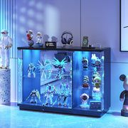 Glass Display Cabinet with LED Light & Lock