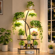 JUSTOGO Plant Stand Indoor with Grow Lights - Tall Indoor Plant Shelf