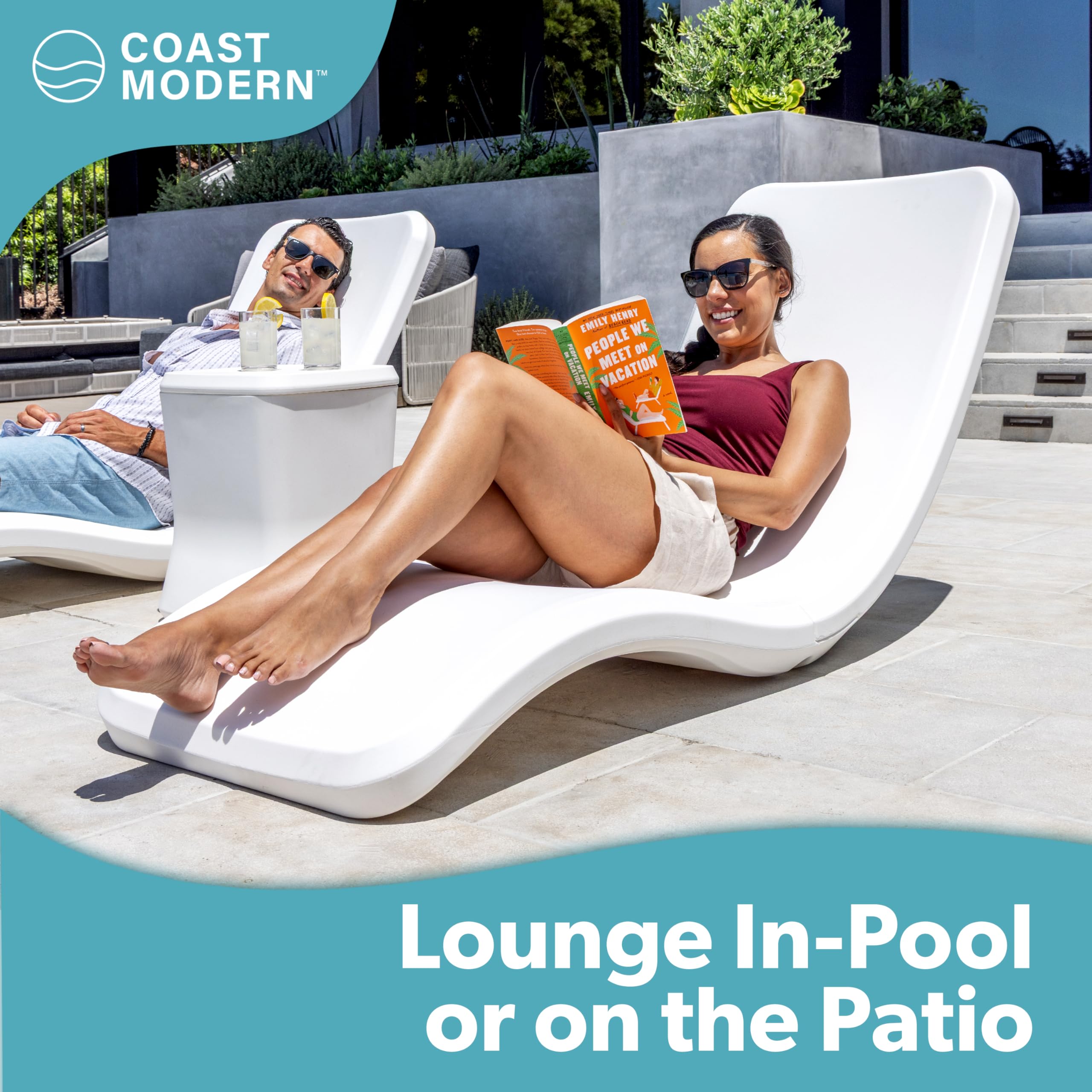 Pool Baja Shelf Lounge Chair – Weighted, Waterproof, White