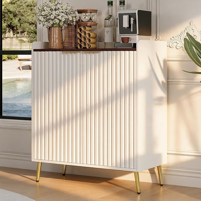 Black Fluted Wine Bar Cabinet