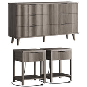 Fluted Dresser and Nightstand Set