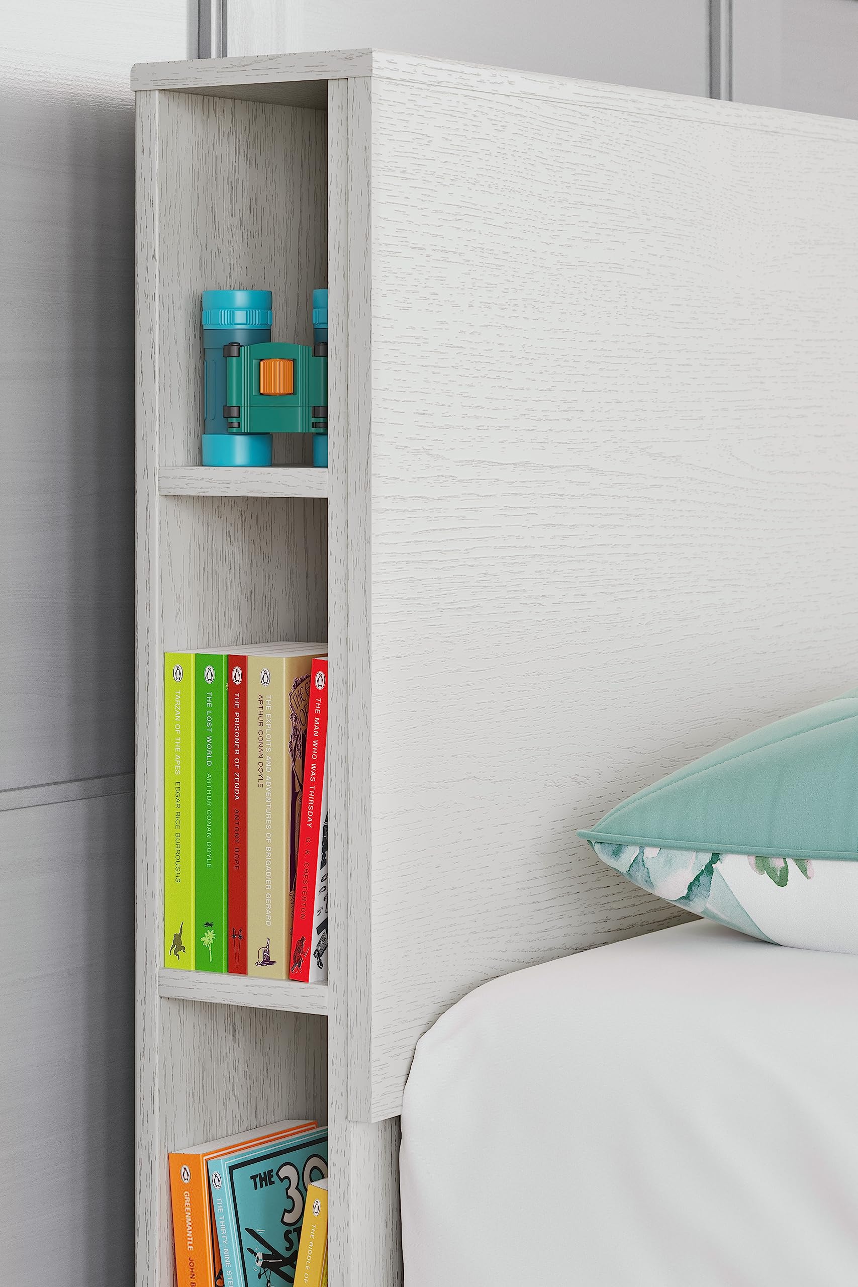 Signature Design by Ashley Aprilyn Twin Bookcase Headboard, Whitewash