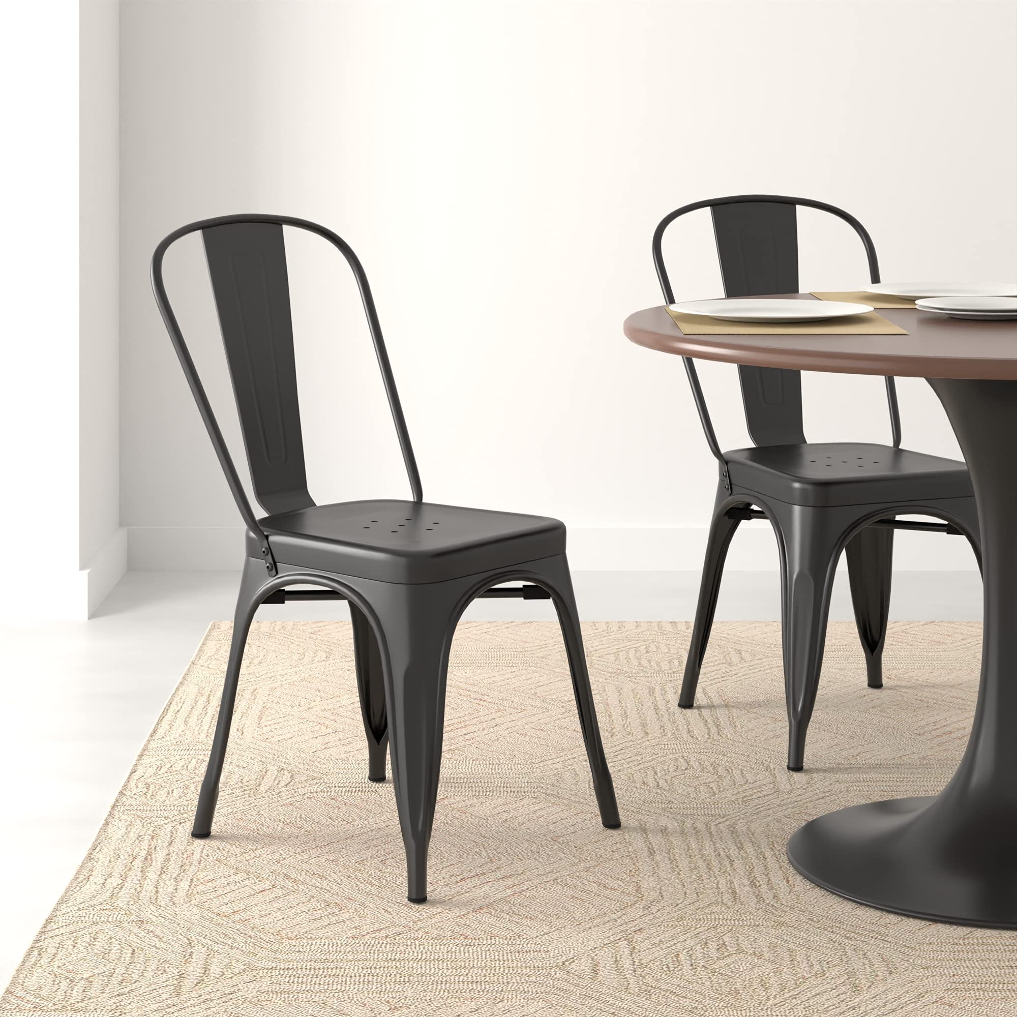 Stackable Metal Dining Chairs, Set of 4