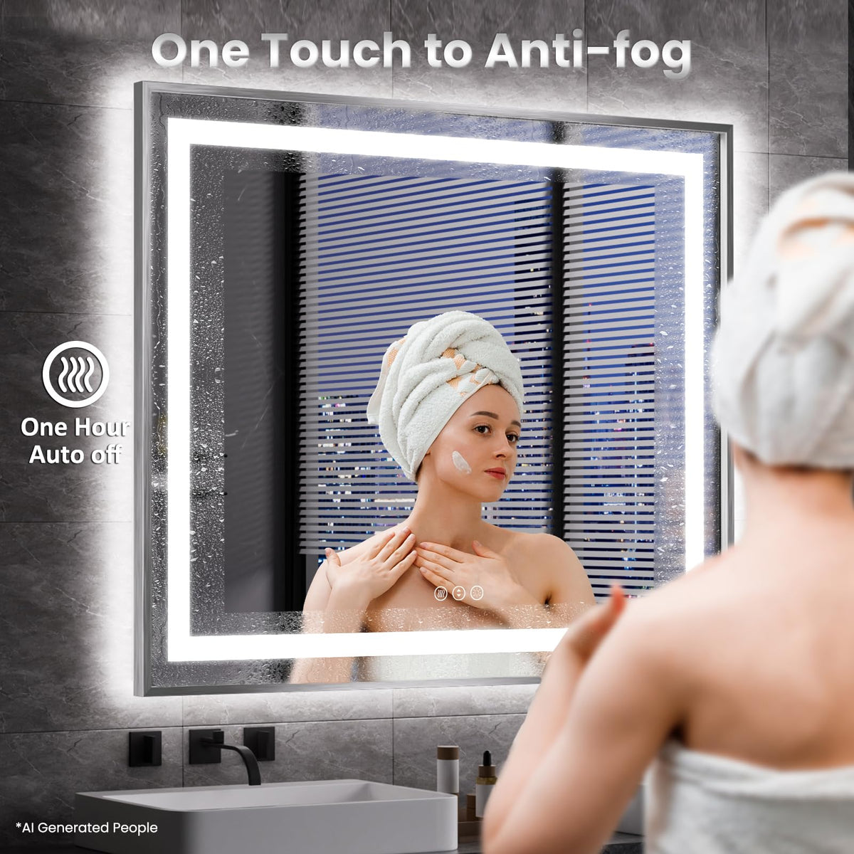 Amorho LED Bathroom Mirror 77"X36", Front Light and Backlit(Brushed Silver)