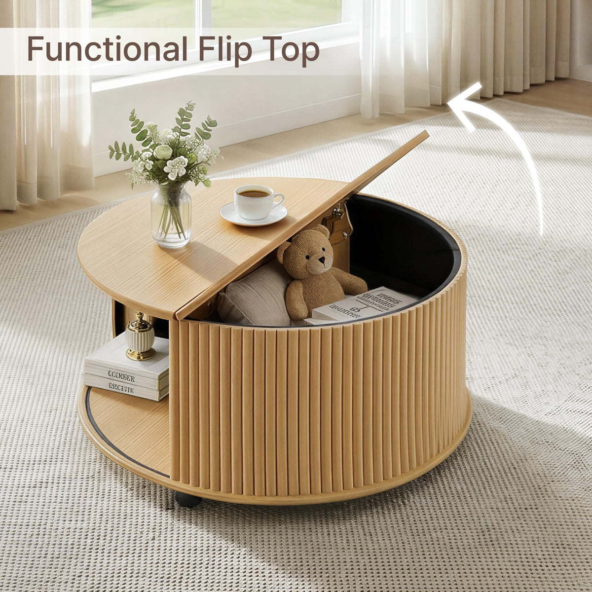 Round Fluted Storage Coffee Table