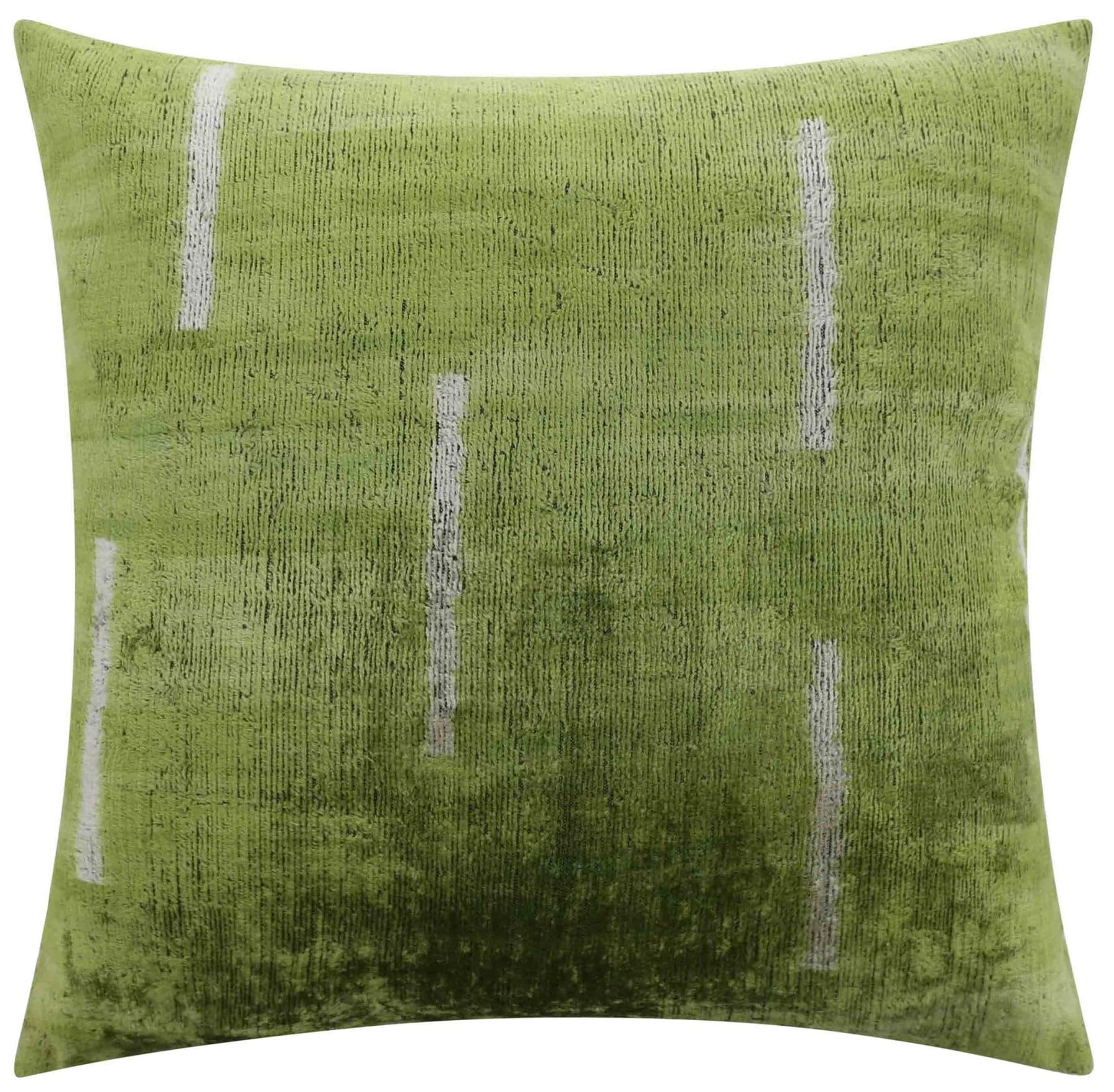 CANVELLO Handmade Velvet Throw Pillow with Green Abstract Design - Luxurious 20x20 Inch Square Cushion with Premium Down Feather Insert - Modern Home Décor Accent