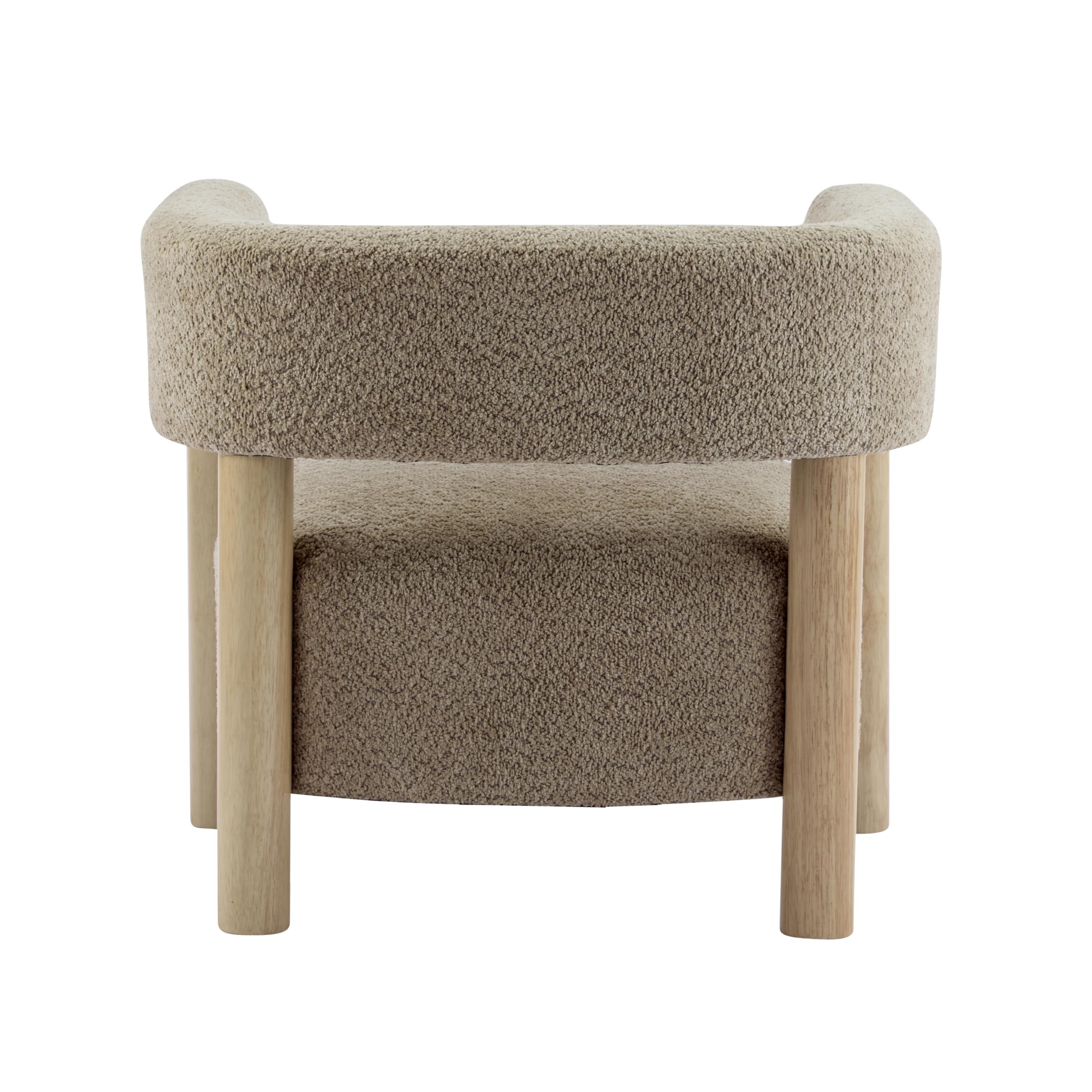 Low Profile Accent Chair with Boucle Fabric Cushion