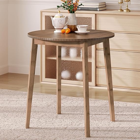 Round Bamboo Dining Table for 2