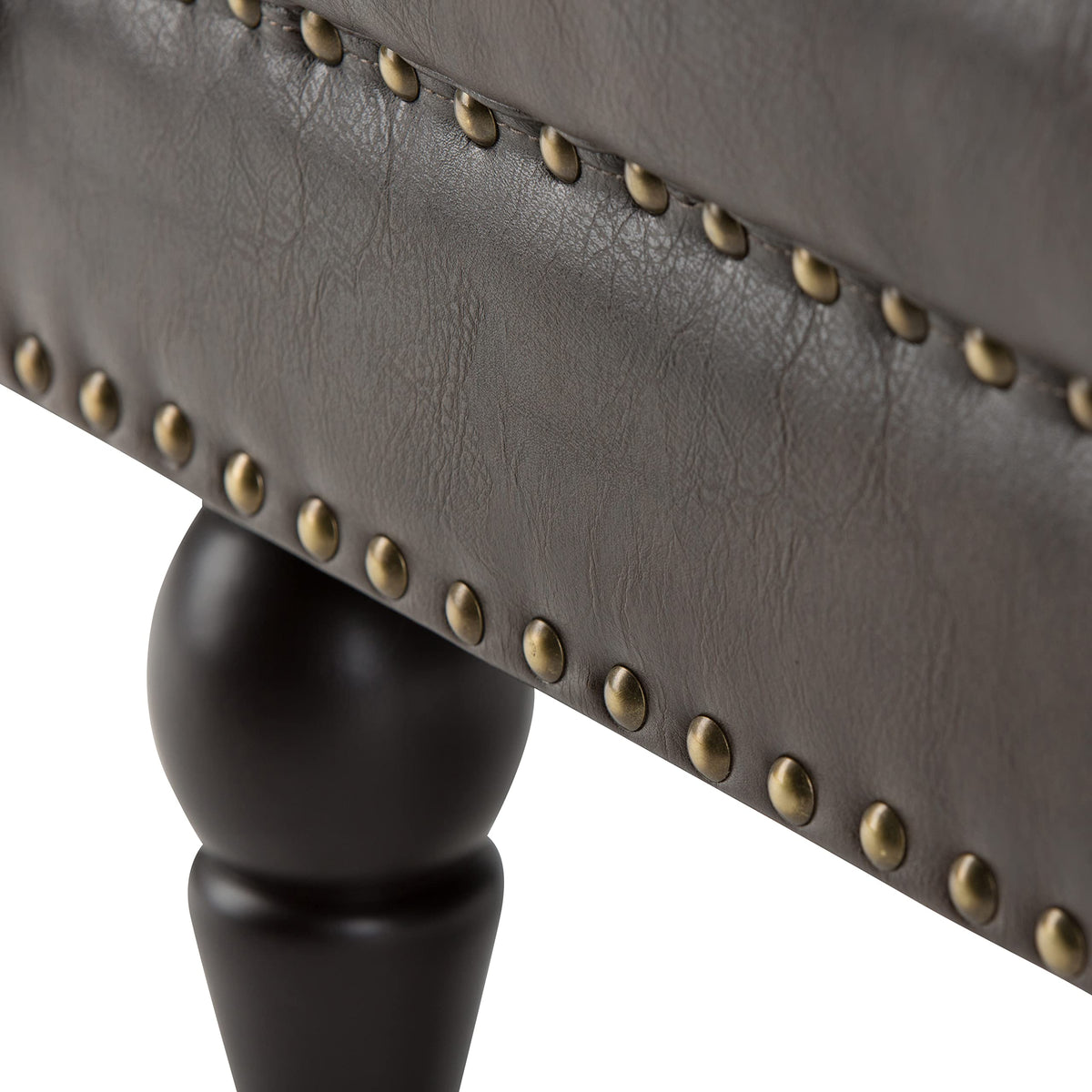 Brown Tufted Leather Ottoman Bench