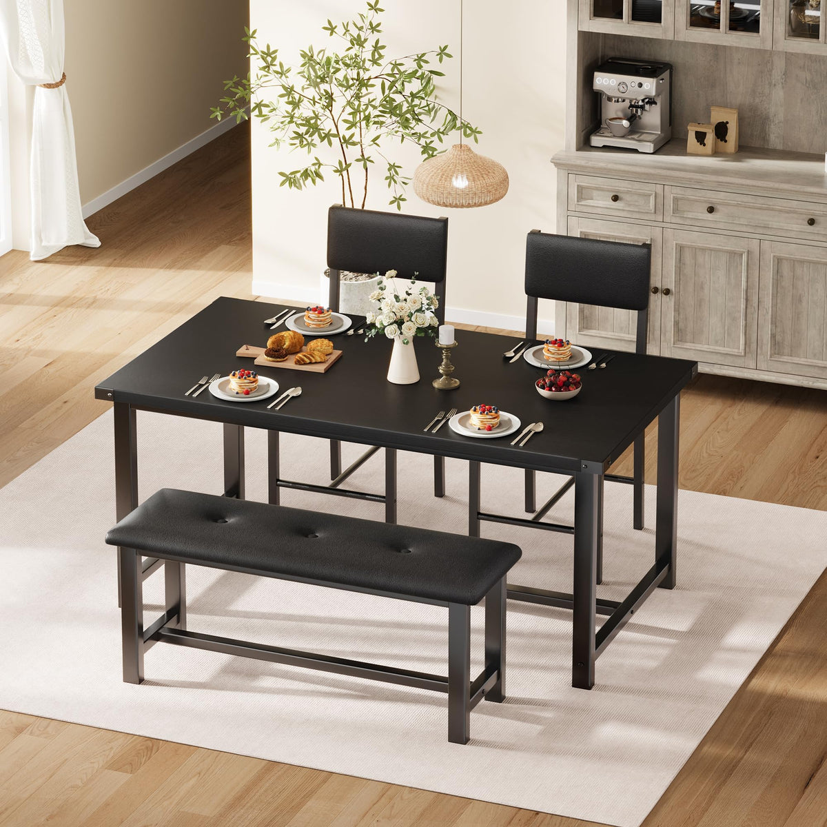 SLEKVERSA Wooden Dining Table Set for 4, Farmhouse Kitchen Table Set