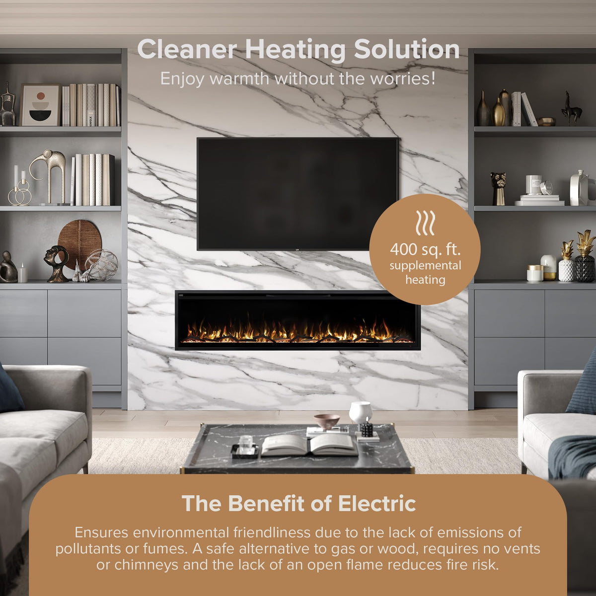 72-Inch Slim Electric Fireplace