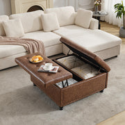 Tbfit 35.5" Large Square Lift Top Storage Ottoman Coffee Table, Brown