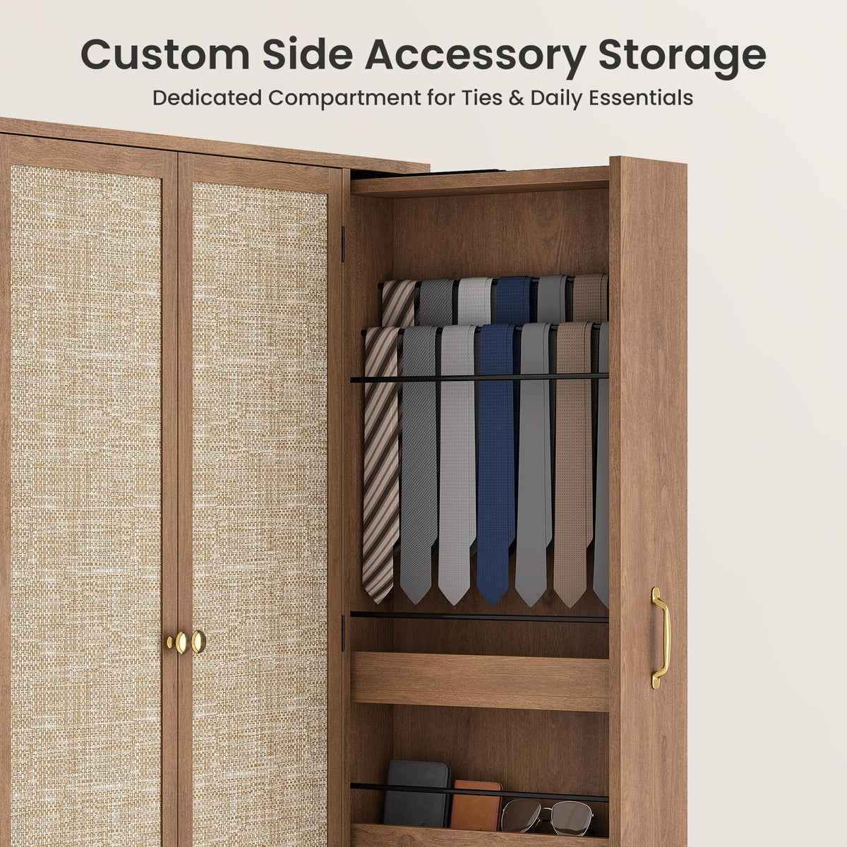 Rattan Wardrobe with Pull-Out Storage