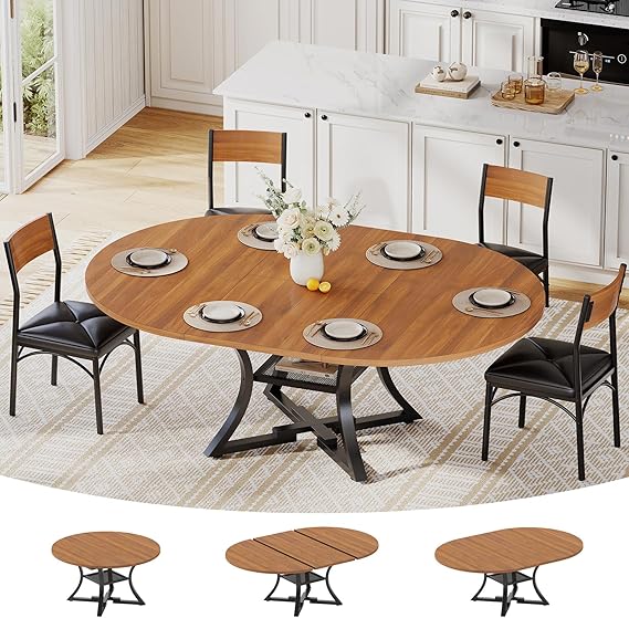 Expandable Round Dining Table Set for 4–8