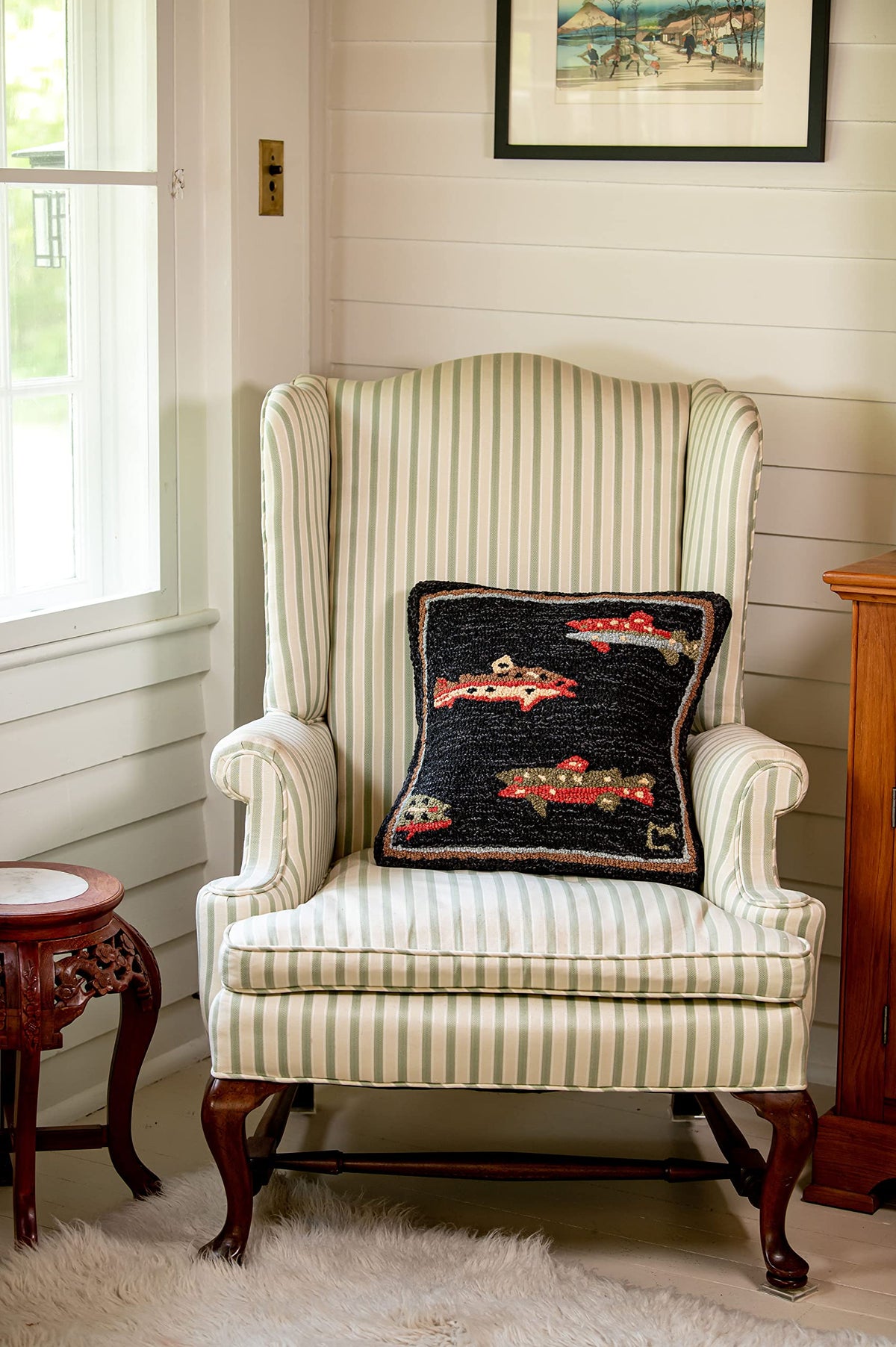 Trout Wool Throw Pillow