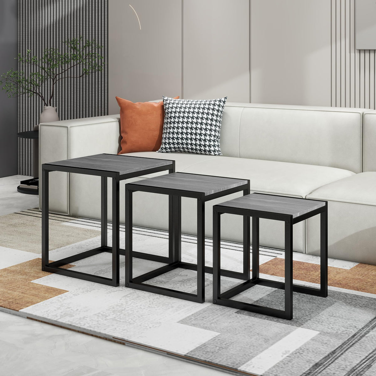 Grey Nesting Tables Set of 3