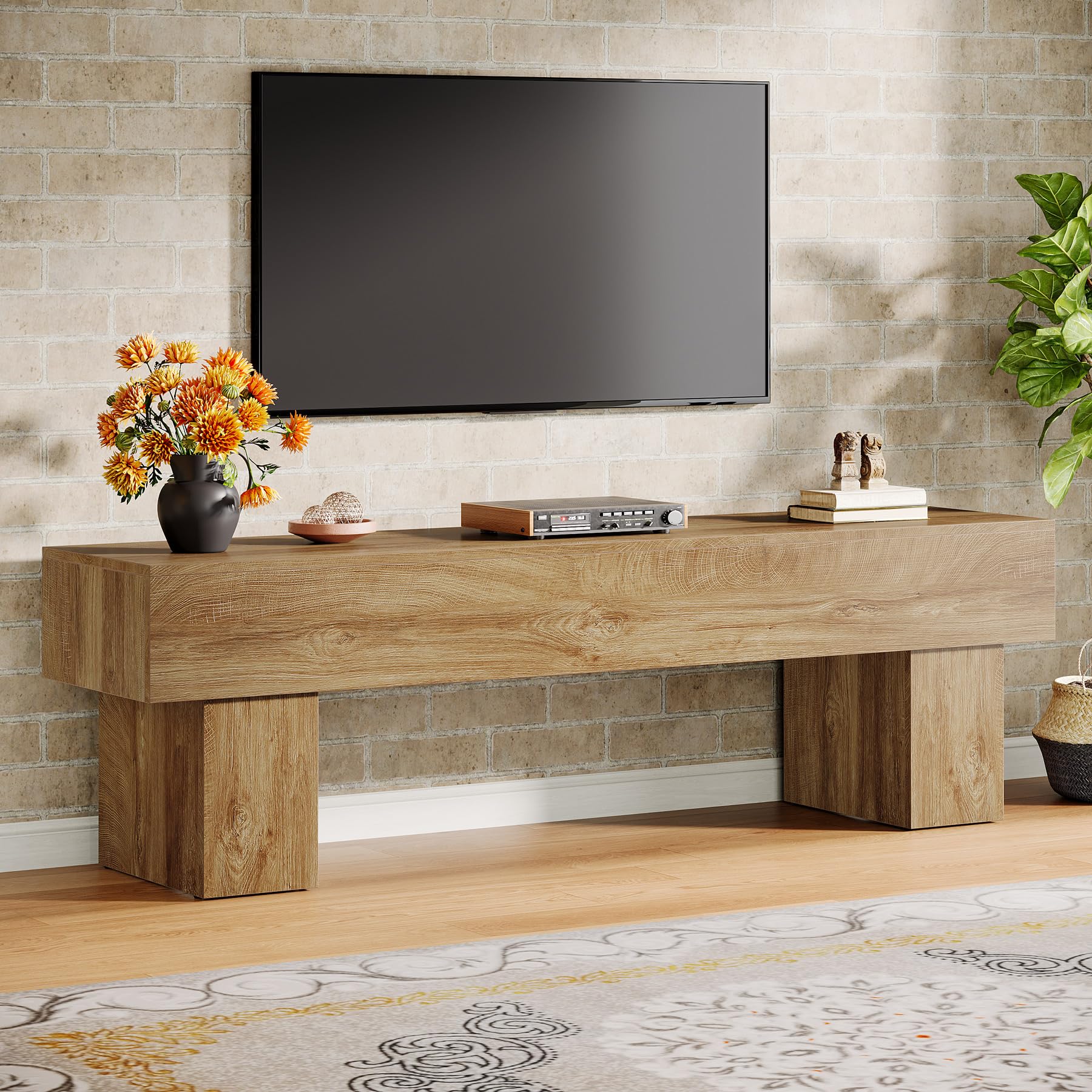 Tribesigns 63" TV Stand, Farmhouse Entertainment Center, Low TV Console Table for Living Room, Long Media Console Television Stands for 55/60/65 Inch TV