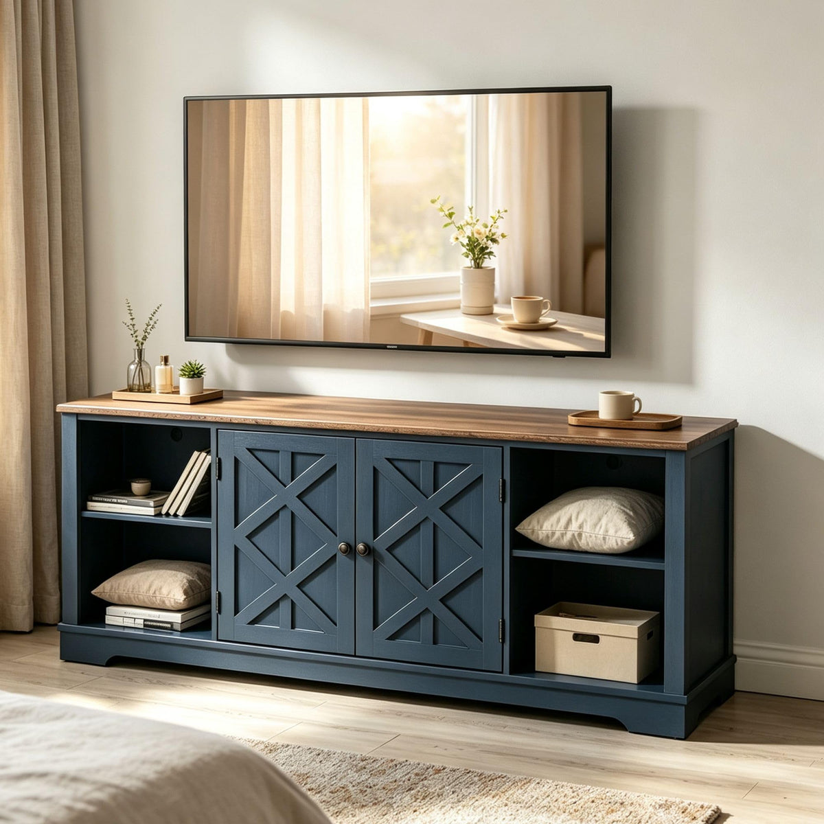 Farmhouse TV Stand with Storage