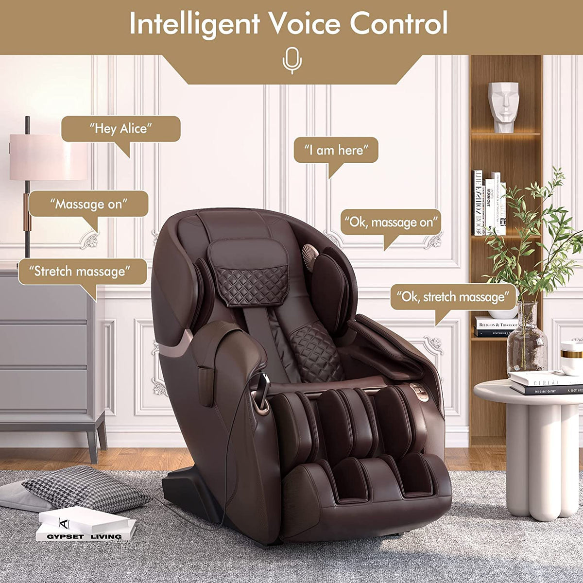 COSTWAY Massage Chair, Full Body Zero Gravity Massage Recliner with 12 Auto Modes, 53-Inch SL Track, 28 Airbags, Thai Stretch, Bluetooth Speaker, Foot Roller, Heat Therapy, Space-Saving, Brown