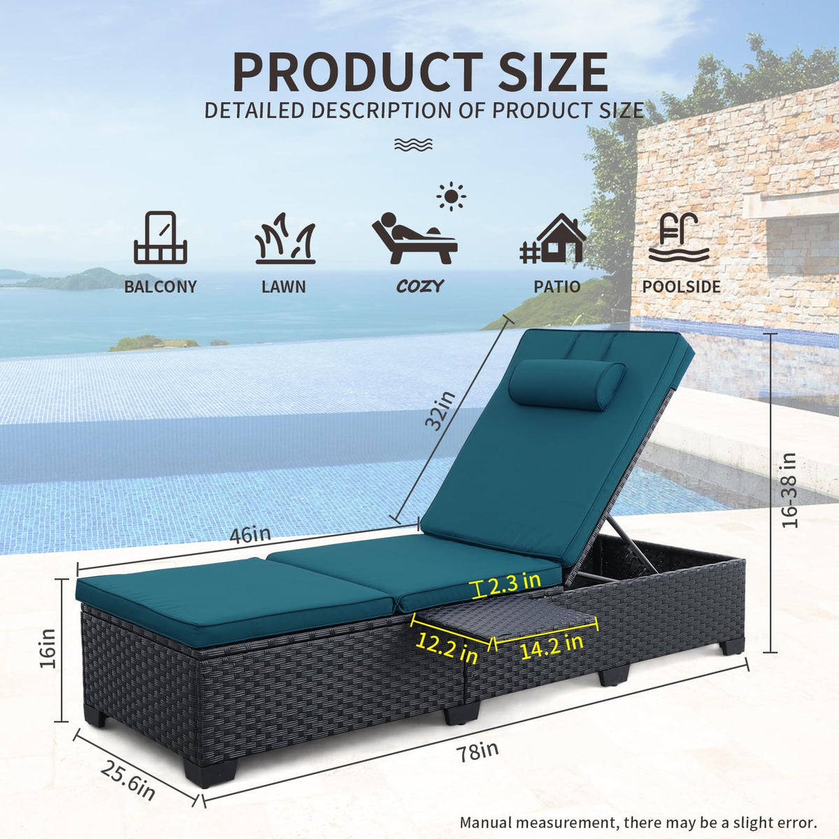 Wicker Chaise Lounge Chairs Set of 2