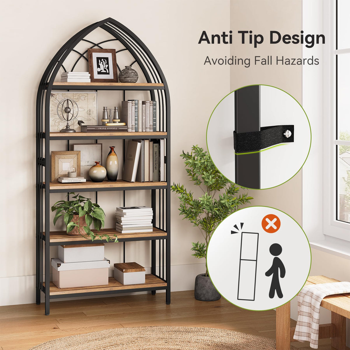 5-Tier Arched Bookshelf