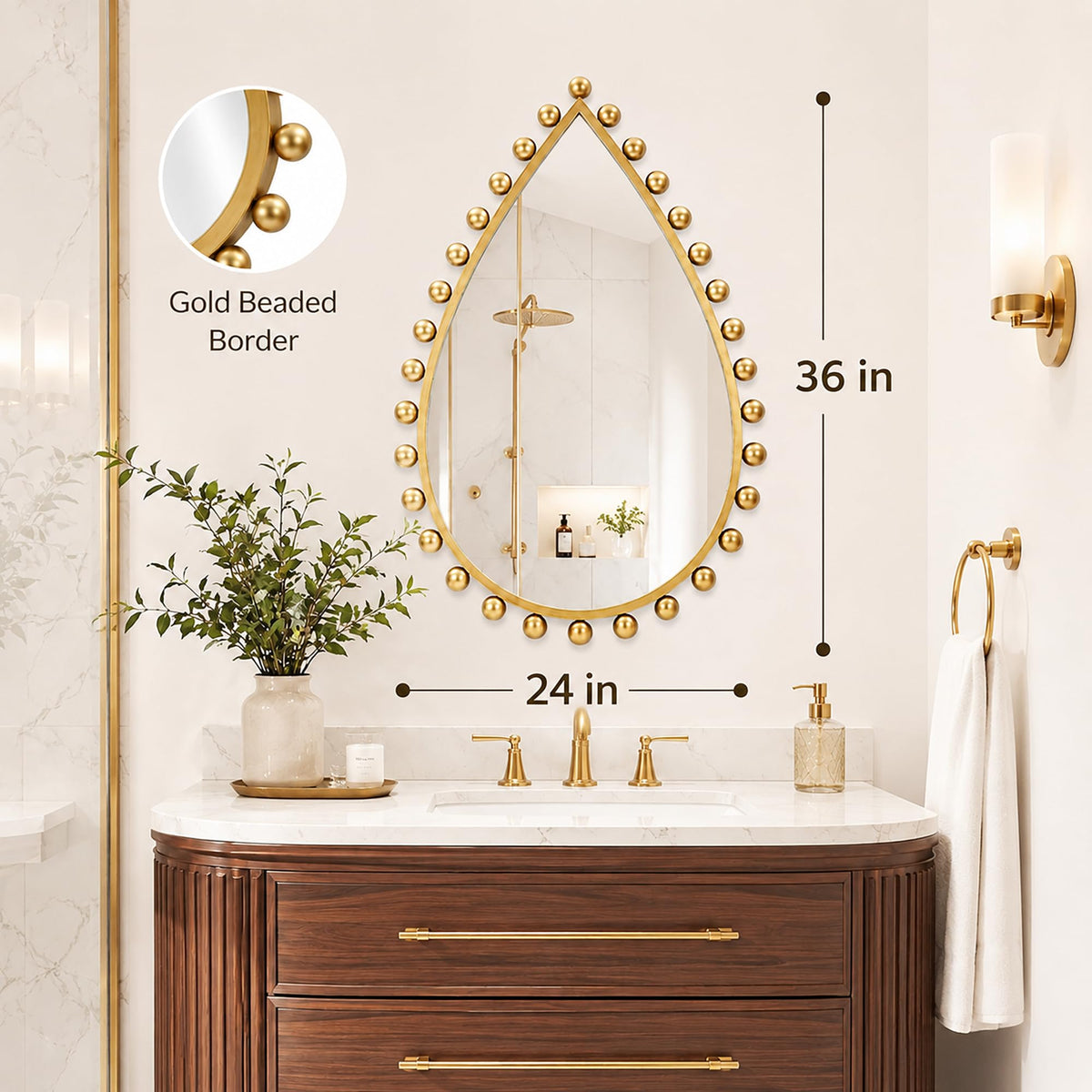Antique Gold Teardrop Wall Mirror