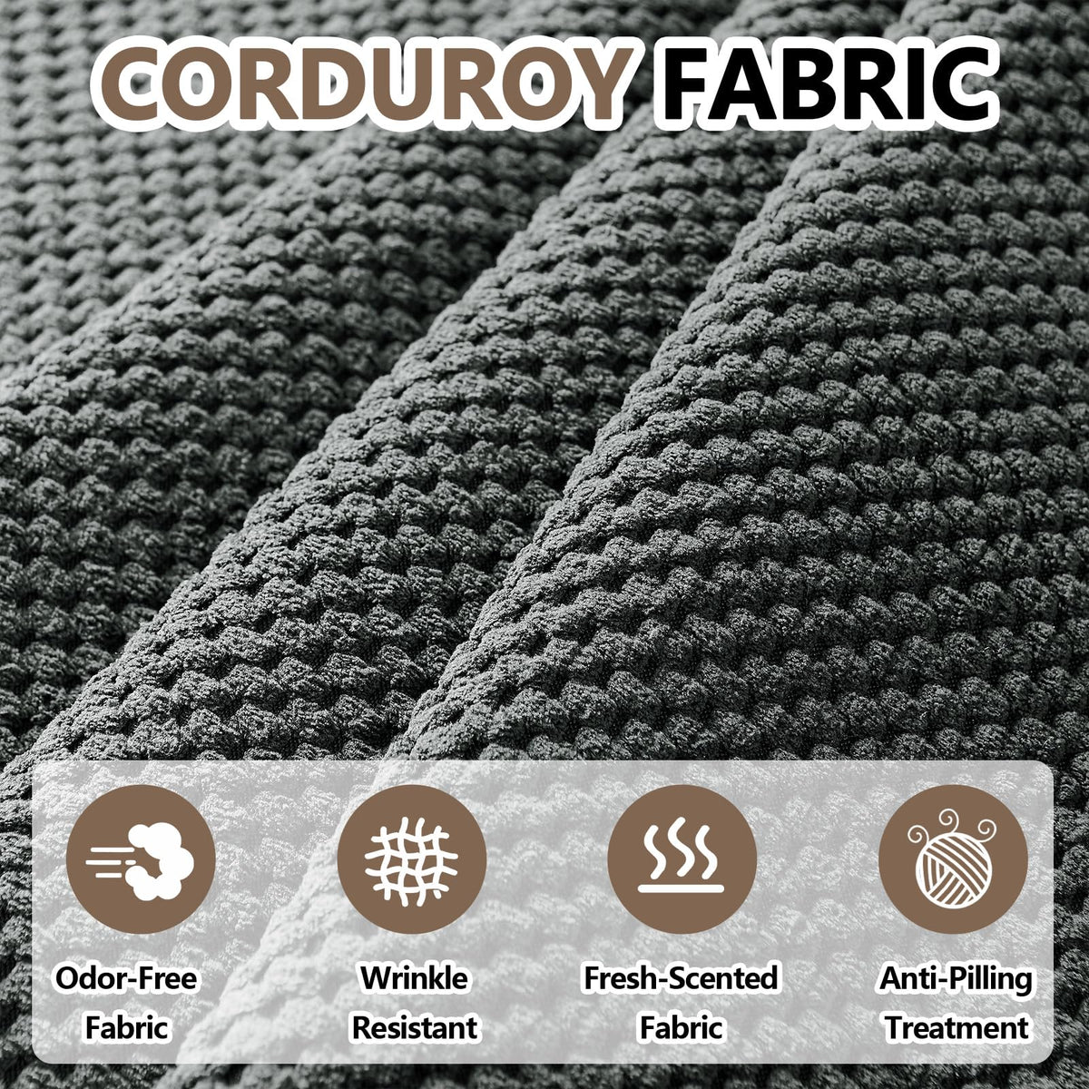Dark Grey Small Recliner Chair for Small Spaces, Corduroy RV Recliner with Side Pockets, Reclining Chairs for Adults, Modern Manual Recliners for Living Room Bedroom (Dark Grey)