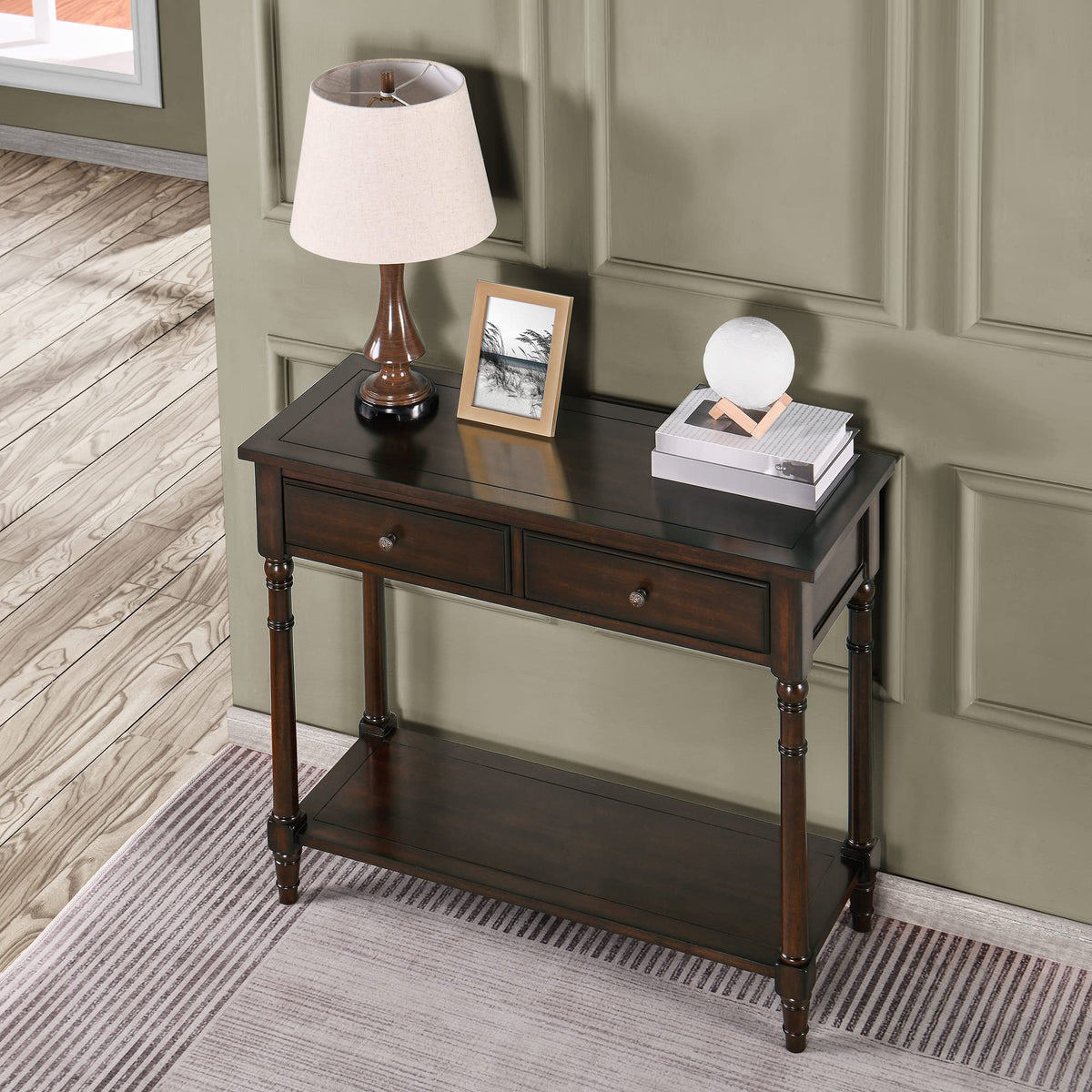 Solid Wood Console Table with Drawers