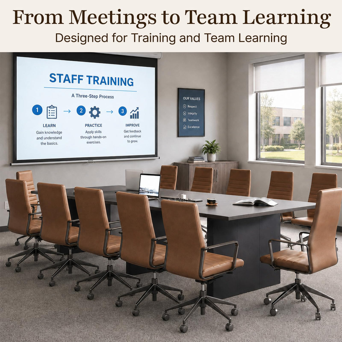 10FT Large Conference Table with Cable Management Boxes for Boardroom