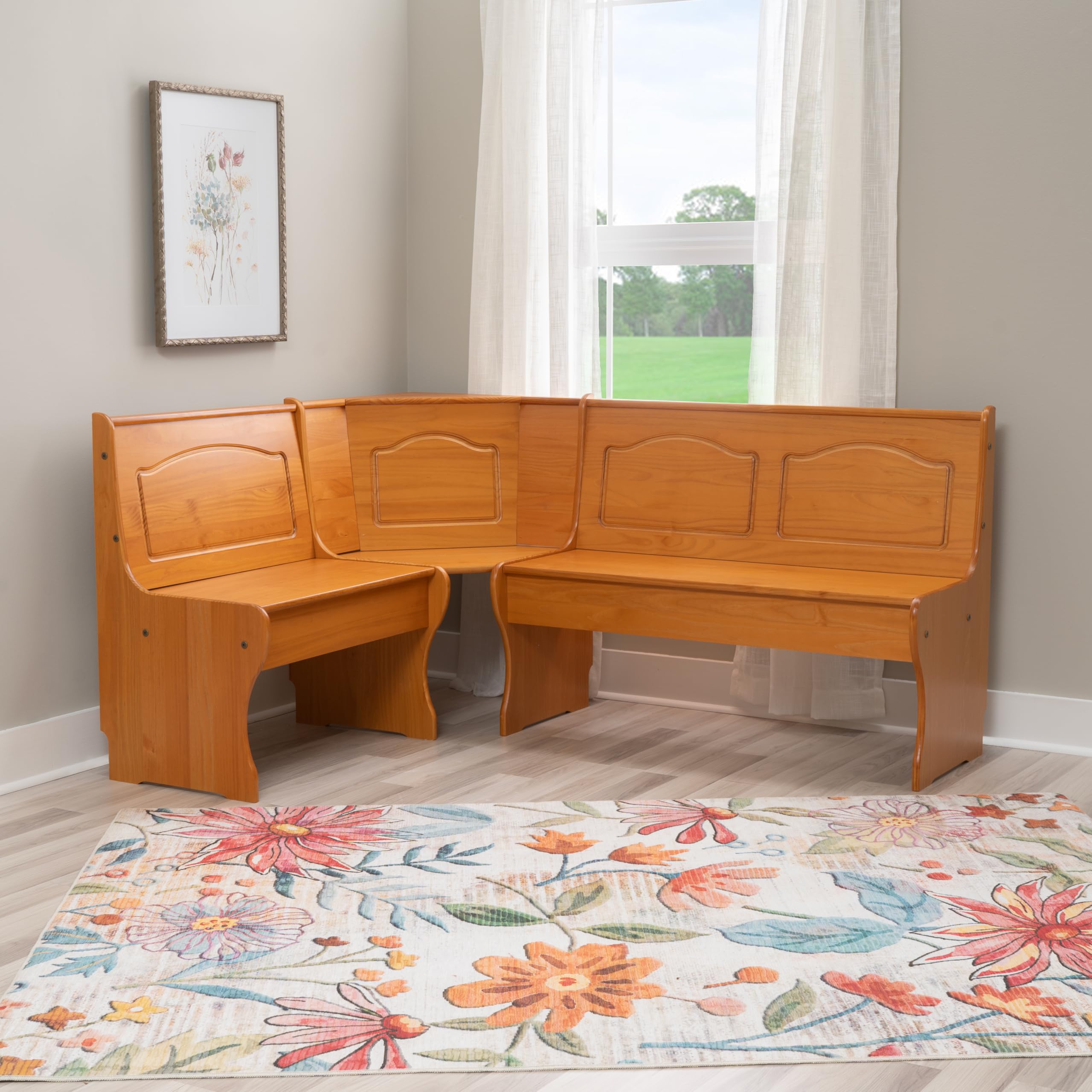 Linon Chelsea Kitchen-Nook Corner Unit, Natural