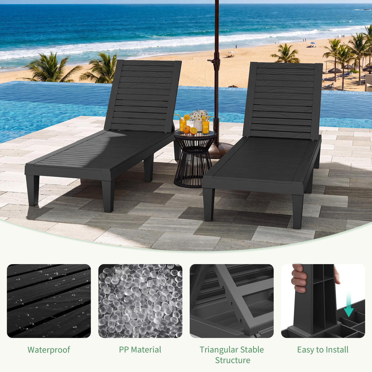 Adjustable Outdoor Chaise Lounge Set
