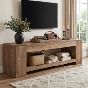 Tribesigns 63" Solid Wood TV Stand for TVs up to 75", Farmhouse TV Console