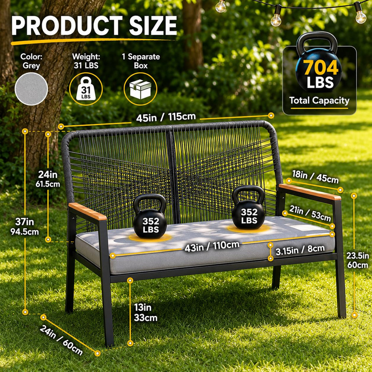 Rattan Patio Loveseat with Cushion